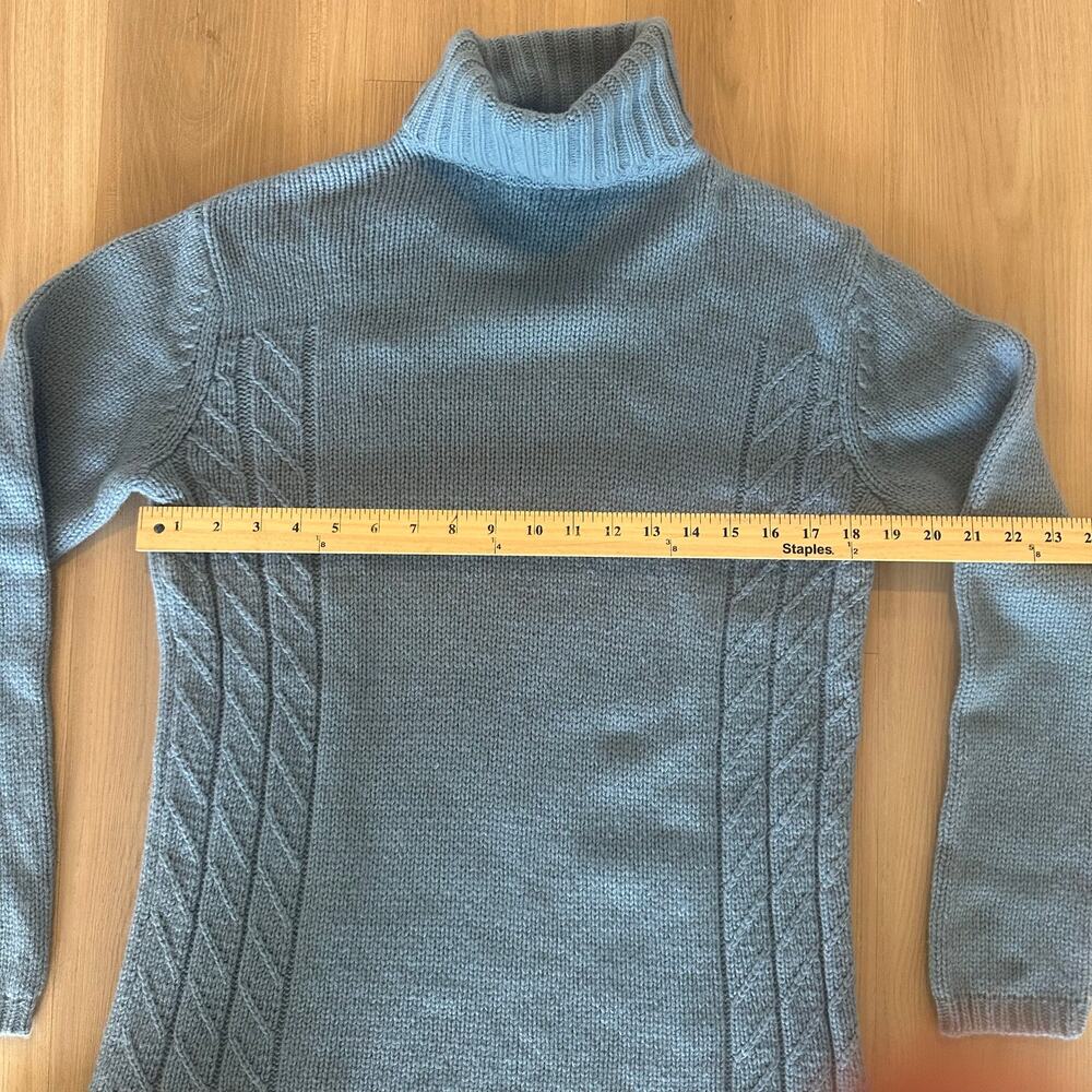 Sarah Spencer Vintage Lambswool Cowl Neck Sweater Blue Medium Chunky Knit Warm - Picture 4 of 8